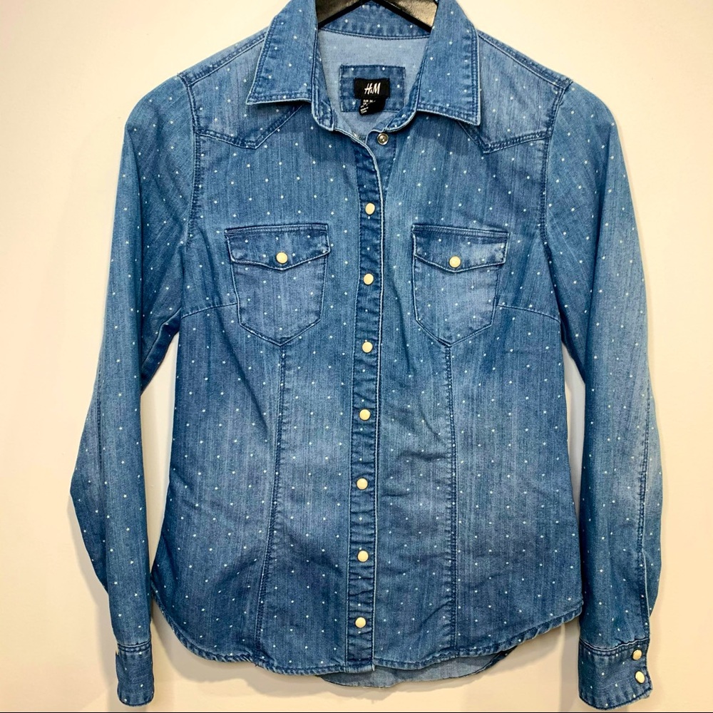 H&M Jean Star Pattern Snap Button along Shirt